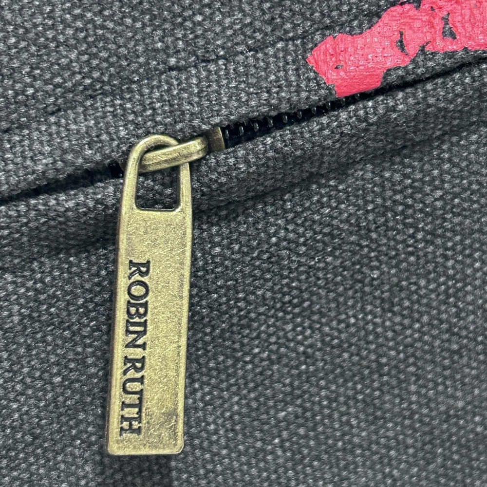 Robin Ruth Dark Gray Canvas Messenger Crossbody  Bag Pocket Zippers Snap Closure - Picture 4 of 16